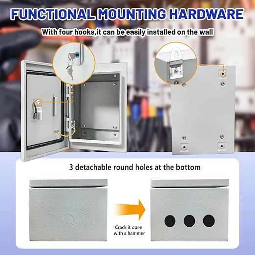 Electrical Junction Box 10x8x6, NEMA 4X IP66 Steel Enclosure Box | 1.5mm steel - Image 6