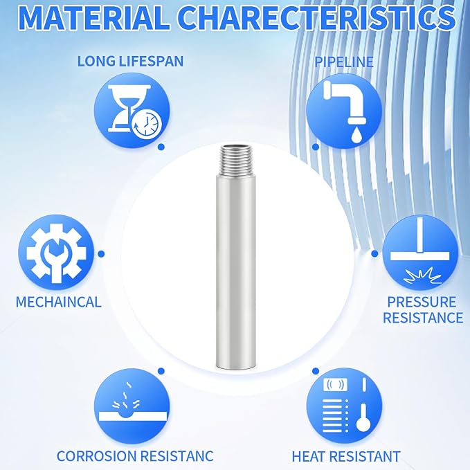 ChillWaves 304 Stainless Steel Pipe Fitting, Nipple Cast Pipe 1-1/2" NPT Male x - Image 5