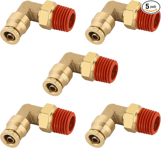 90° Swivel Male Elbow, 1/4" Tube x 1/4" NPT, DOT Approved 5PCS | by BOERAY