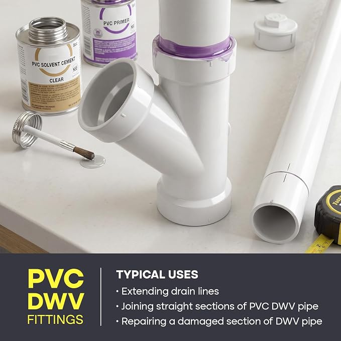 SUPPLYGIANT™ 4" x 4" x 2" PVC DWV Wye Reducing Hub – White PVC Drain, Waste & - Image 8