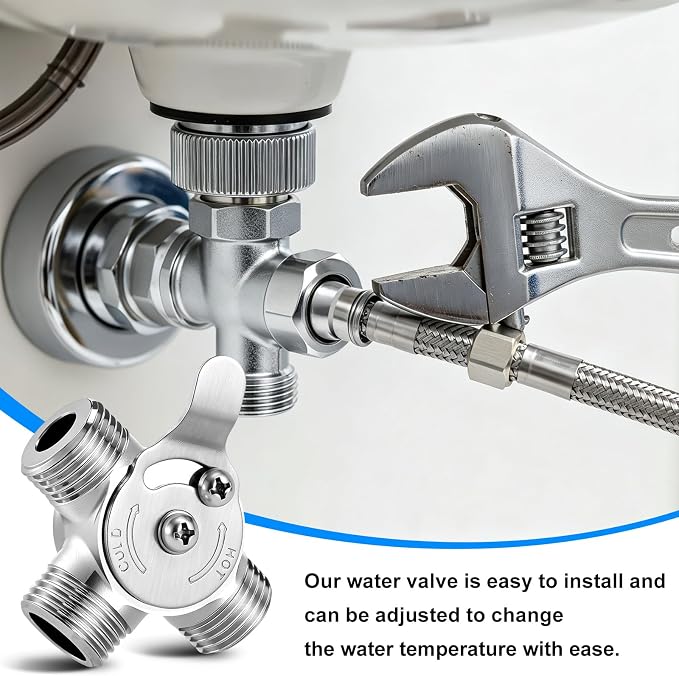 1 Pack 3/8 Inch Brass Manual Thermostatic Shower Water Mixing Valve | Hot and - Image 5