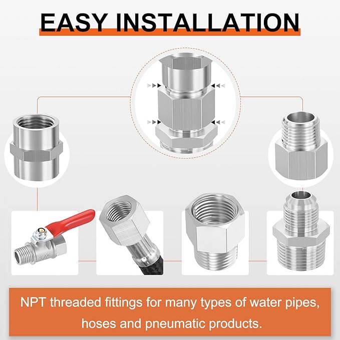 2 Pack 304 Stainless Steel FeMale to Male Adapters, 3/4" FeMale NPT x 3/8" Male - Image 5