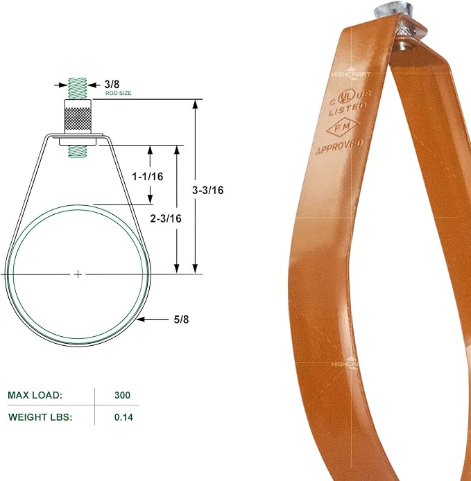 HIGHCRAFT ITS-FD02-10 Swivel Loop Pipe Hanger, Copper Epoxy Coated Steel - Image 7