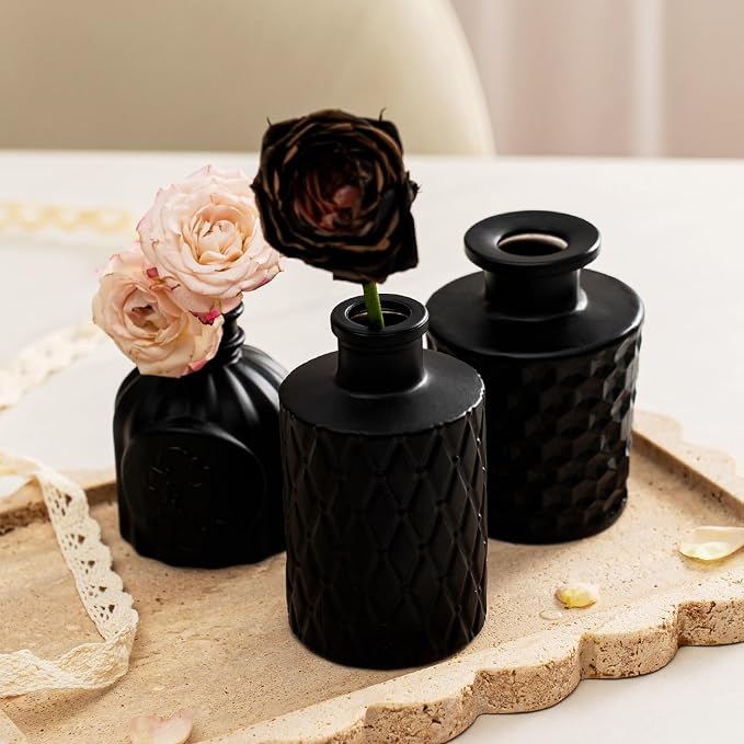 Black Glass Bud Vase Set of 14 Pcs, Small Bud Vases in Bulk, Glass Crystal - Image 7