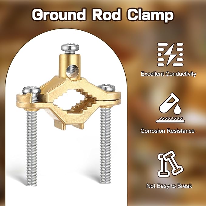Feekoon 1 Pcs 1/2" to 1" Ground Clamp, #10 to #2 Wire Range | Copper Alloy - Image 7