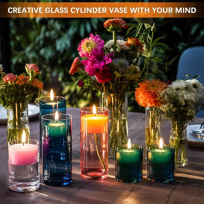48 Pack Glass Cylinder Vases 4, 10 Inch Tall Clear Flower Vase Hurricane - Image 4