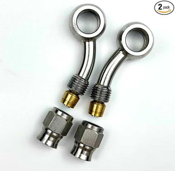 2pcs stainless steel 28 Lateral degree elbow female AN3-3 3AN to Metric M10 by Unknown