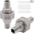 2Pcs Cast Pipe Fittings Union, 1/4" NPT Male x 1/4" NPT Male Thread 304 by SWZHAI