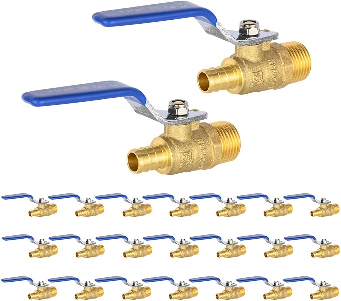 20PC EFIELD 3/4"Crimp Pex X 3/4" Male NPT Brass Shut-off Ball Valve | by EFIELDPEXTUBING