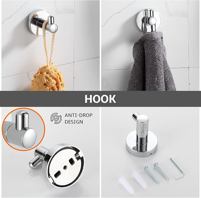 BGL Bathroom Hardware Set Chrome Bathroom Accessory Set Towel Bar 8 Pieces Set - Image 5