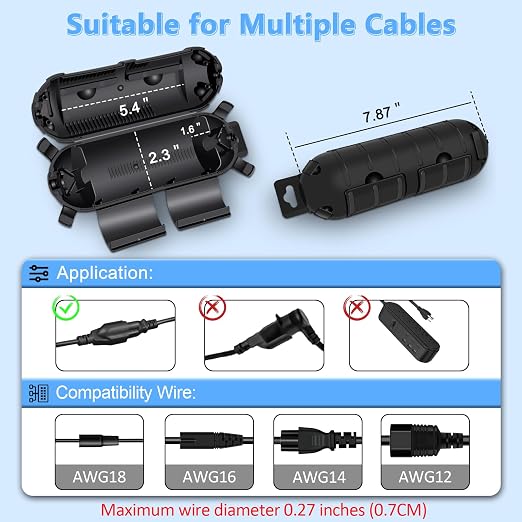 NineLeaf 5PK Outdoor Extension Cord Safety Cover, Weather Resistant Extension - Image 5