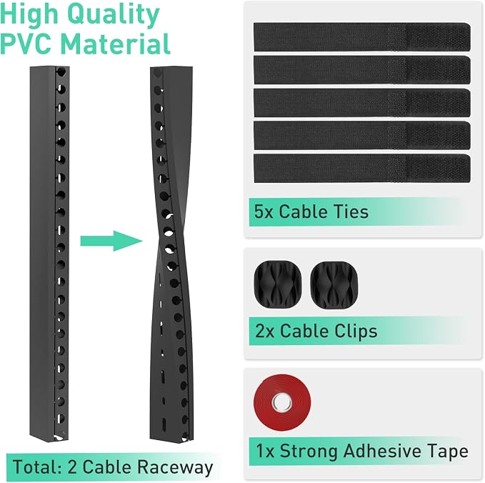 ENONCI Cable Raceway 31in Wire Covers Under Desk Cable Management 2-Pack | - Image 2