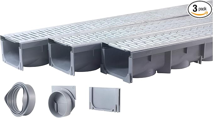URA WATER - Model UA-100 - Drainage Trench Set - Channel Drain - 3 x 39" - by URAWATER