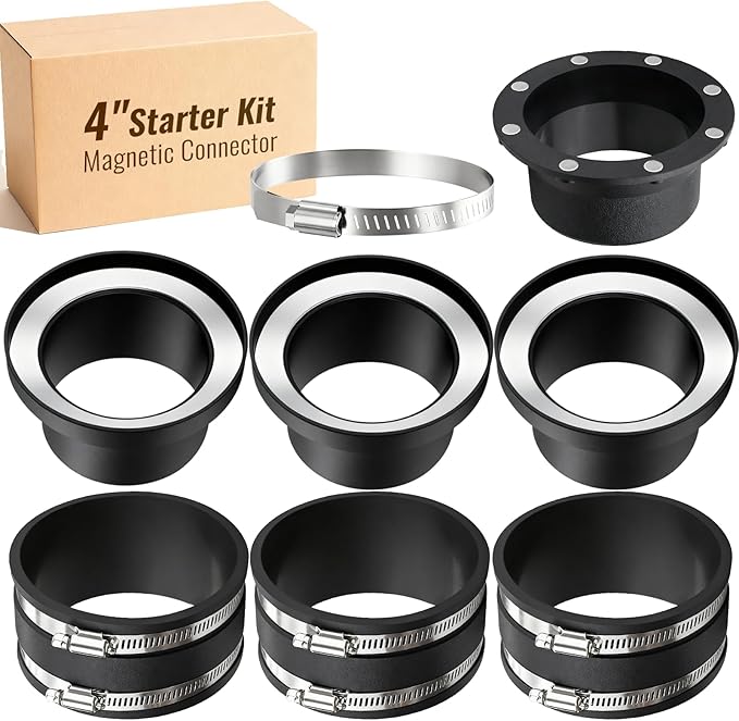 4" Magnetic Dust Collection Fittings, 8 high-Strength Magnets, One-to-Many by Pump
