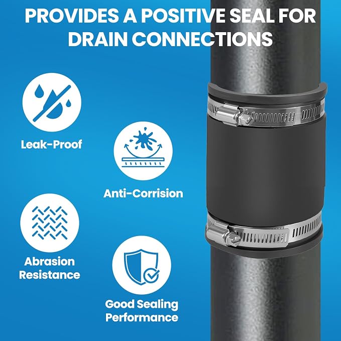 2 Pcs 1-1/2 IN Flexible PVC Pipe Coupling - Image 5