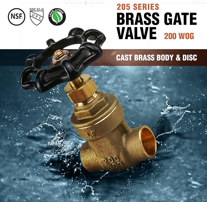 Midline Valve 427D434-5 Gate Valve, Lead Free, 2-1/2 in. Sweat Connection - Image 2