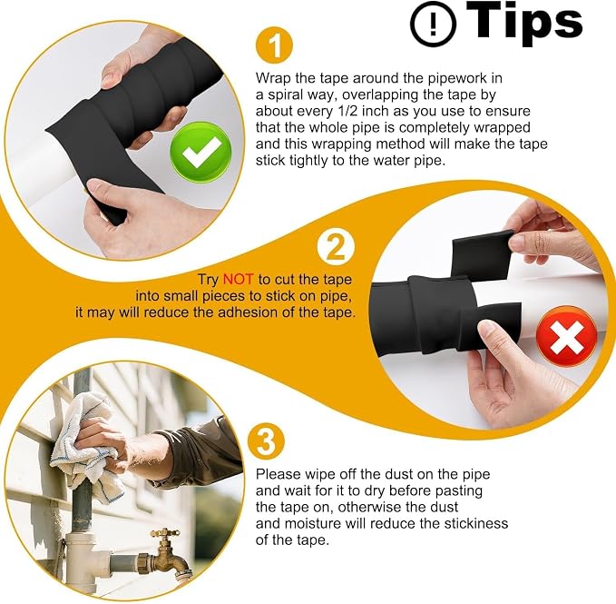 DEMEDO Pipe Insulation Tape, Pipe Wrap Insulation Foam Tape Self Adhesive - Image 5