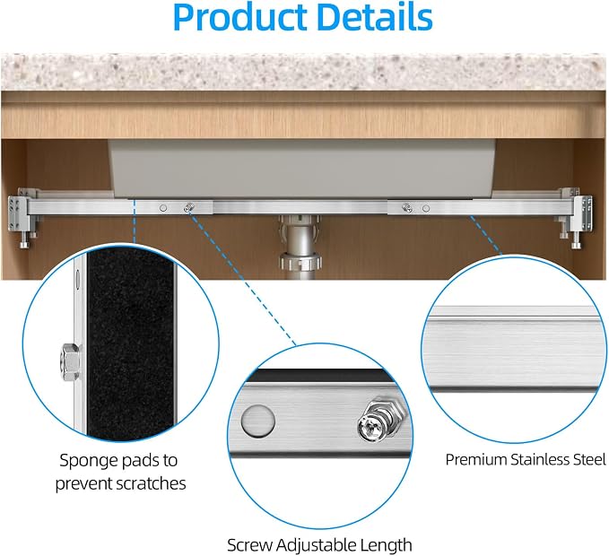 Qualward Undermount Sink Brackets, Adjustable Undermount Sink Support, - Image 5