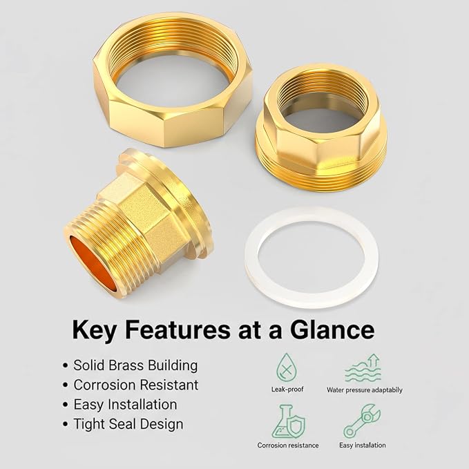 1PCS Brass Union，1-1/2" NPT Male x 1-1/2" NPT Female Brass Pipe Fitting - Image 5