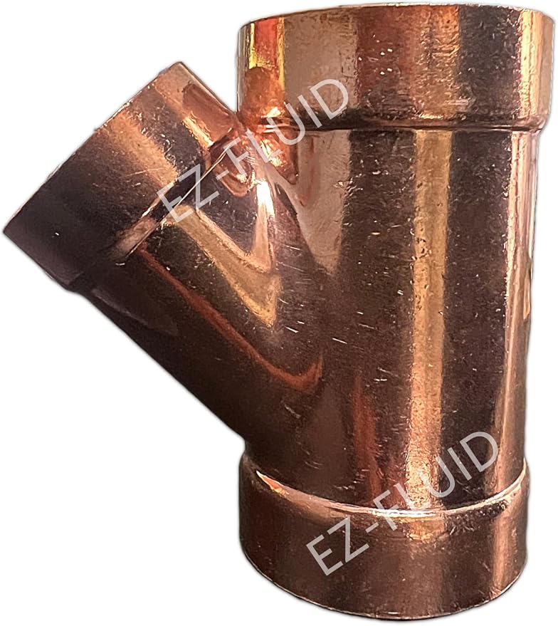 EZ-FLUID 2" x 1-1/2" Copper DWV Tee-Wye Copper Pipe Reducing Fitting C x C x C by EZ-FLUIDPlumbingProducts