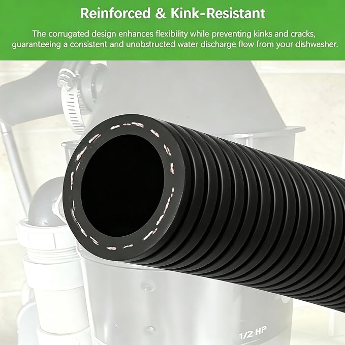 6FT Dishwasher Drain Hose, 7/8 Inch ID Rubber Discharge Hose - Image 6