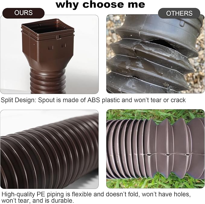 plusgutter 11.5ft Long Gutter Downspout Extensions Flexible, Down Spout Drain - Image 2