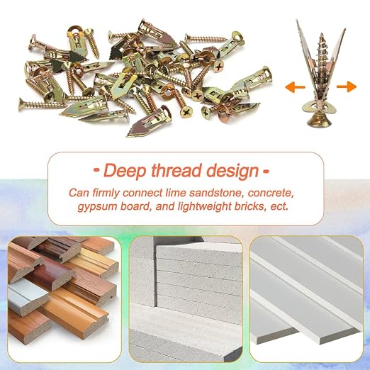 Self Drilling Drywall Anchors and Screws Kit, Heavy Duty Steel Wall Anchors - Image 6