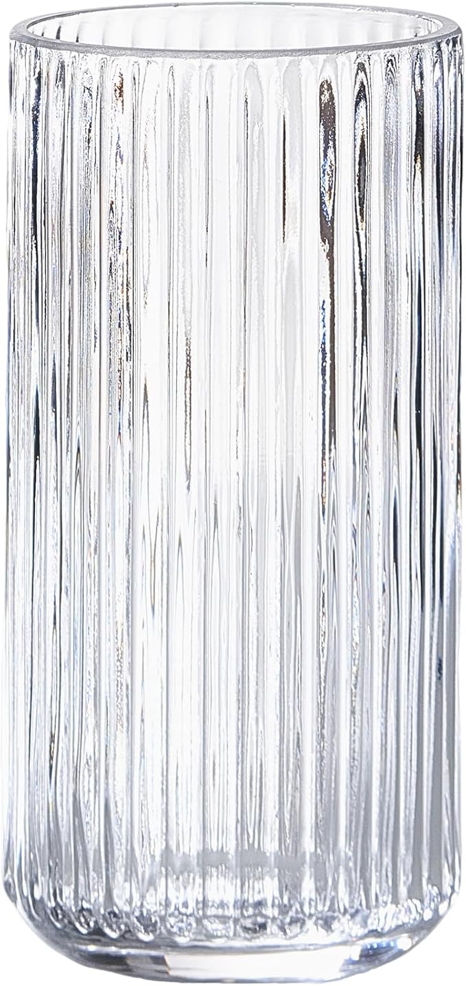 Clear Glass Flower Vase for Pampas Grass, 10 inch Medium Decorative Centerpiece by TIMEFOTO