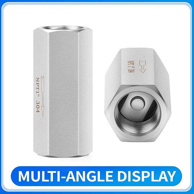 ChillWaves 304 Stainless Steel In-Line Siamese Check Valve 1" NPT Female Thread - Image 3