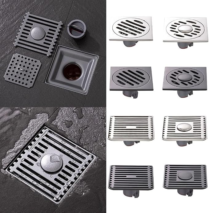 1pc Silver Square Floor Drain 10 * 10cm - Image 3