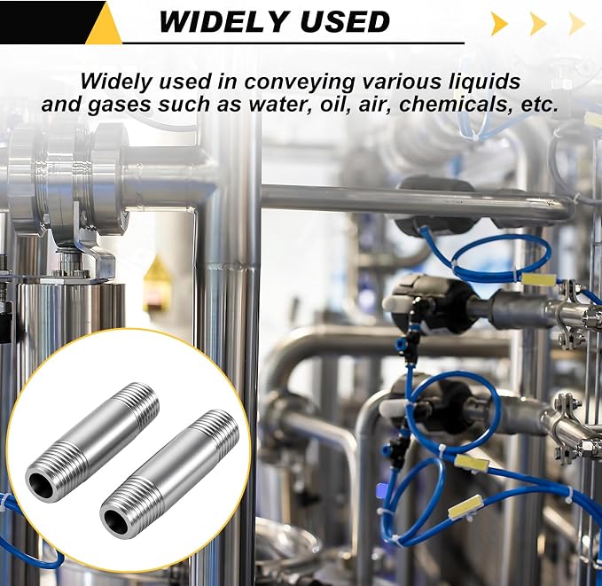 2 Pcs 304 Stainless Steel Pipe Fittings 1/4" NPT x 1/4" NPT Male Threaded 2" - Image 6