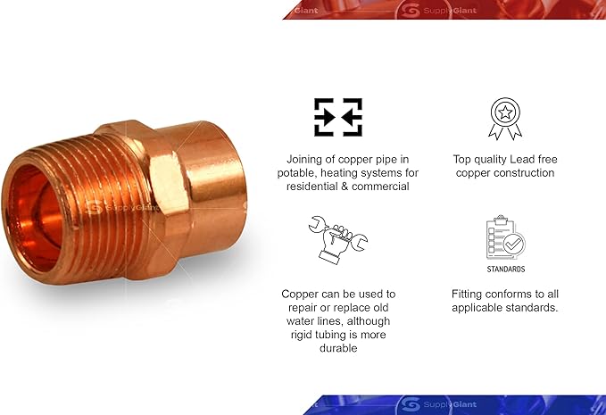 SUPPLYGIANT DDNA0034-5 Male Adapter Fitting Sweat x MIP Connections - Image 2