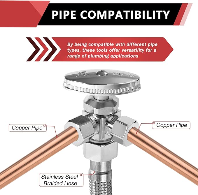 5PCS EFIELD Dual Compression Outlet Multi-Turn Angle Stop Valve | 1/2" NOM x - Image 4