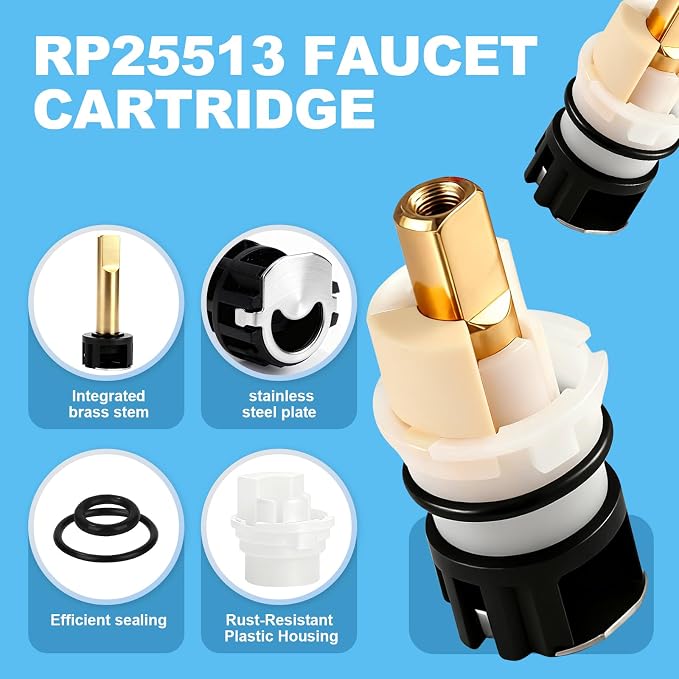 2 Pack RP25513 Faucet Cartridge Fits Delta 2 Handle Faucet Repair Kit | Faucet - Image 3