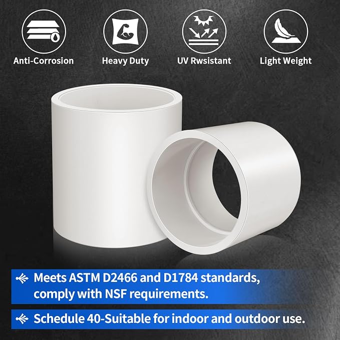 10Pcs White 1-1/4 inch PVC Coupling, Socket x Socket, Furniture Build Grade - Image 5