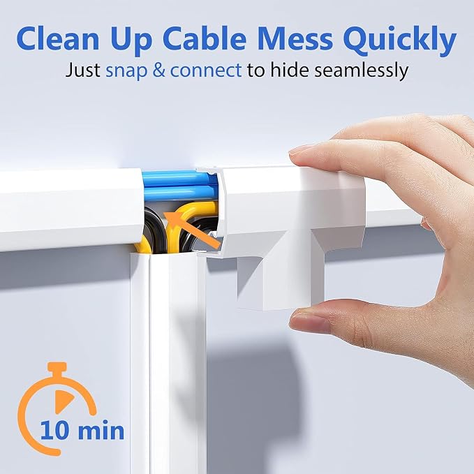 Yecaye TV Cord Hider Wall Mounted, 472in Cord Cover, W1.18in H0.6in, Wire Hiders - Image 4