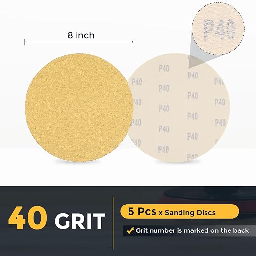 HARFINGTON 10 Pcs 8-7/8 Inch Sanding Discs 40 Grit Yellow Aluminum Oxide | Hook - Image 2