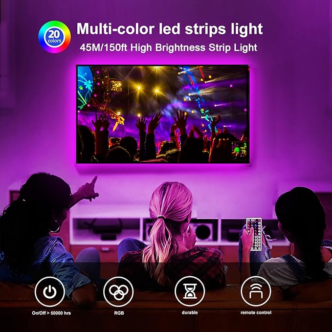 DAYBETTER Led Strip Lights 100ft, RGB Color Changing Led Strips - Image 2