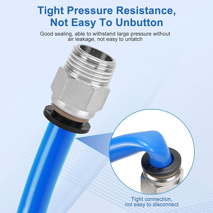 CNAODUN 12 Pcs Push to Connect Fittings 3/8 Inch Tube OD x 3/8 Inch NPT Thread - Image 4