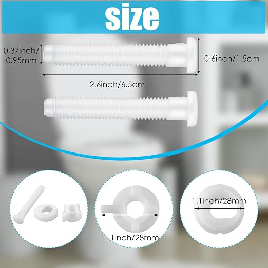 Jetec 2 Pack Toilet Seat Screws Kit, Plastic Bolts Nuts & Washers - Image 2
