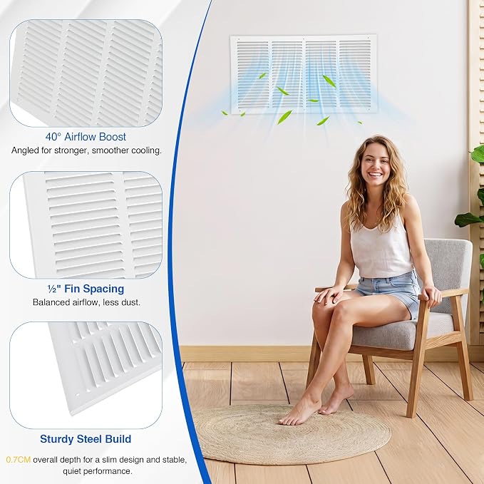 Fancat 24x12 Duct Opening | Steel Return Air Grille | Vent Cover Grill - Image 6