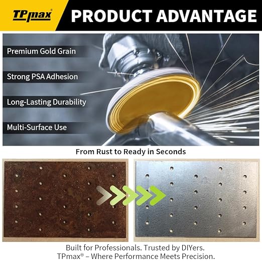 6-Inch 500-Grit Gold PSA Sanding Discs, 50 Pack – Pro-Grade Self-Adhesive - Image 5