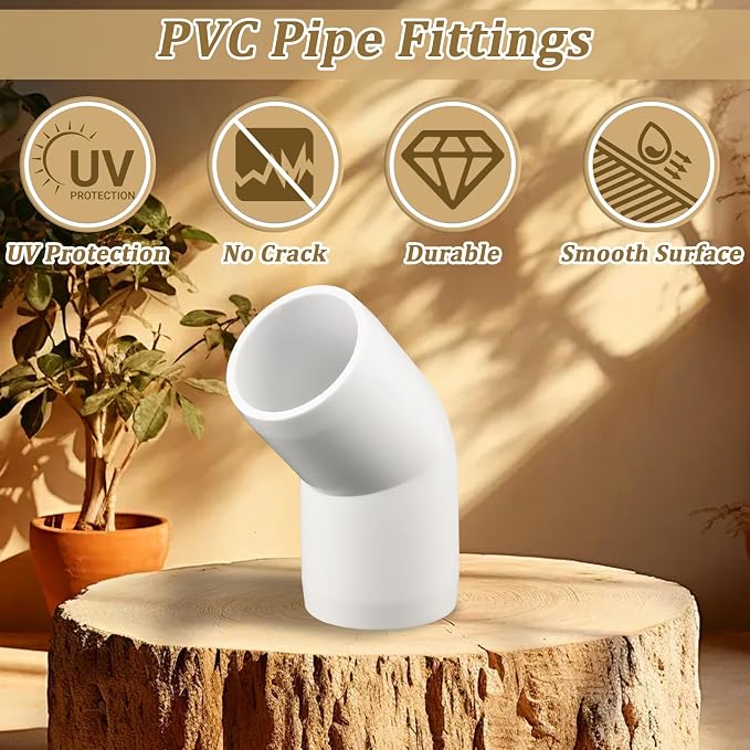 12-Pack 3/4" PVC Fittings 45 Degree Elbow, Furniture Grade 2 Way Pipe Fittings - Image 5
