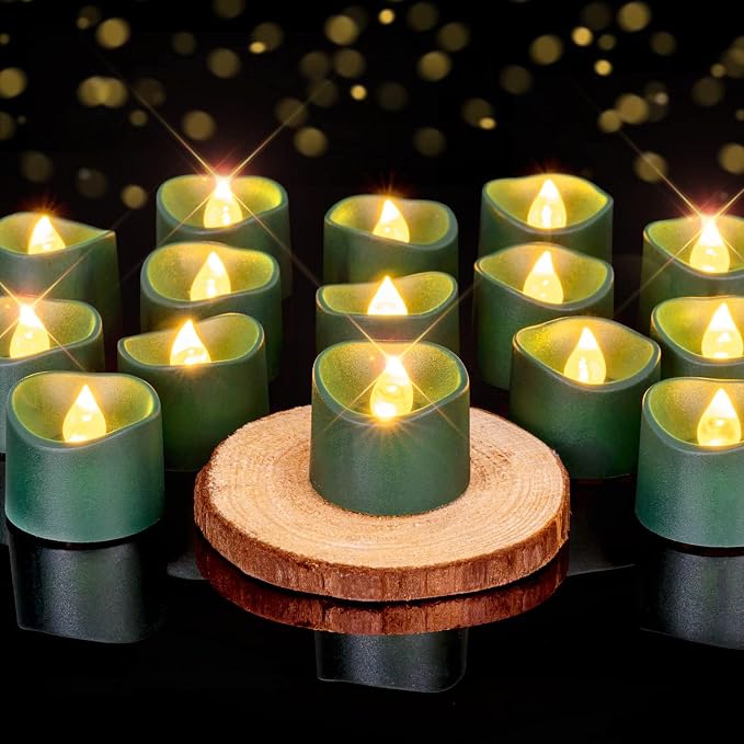 Homemory 50-Pack Green Flameless Battery Tea Light Candles, 200+ Hours | by Homemory