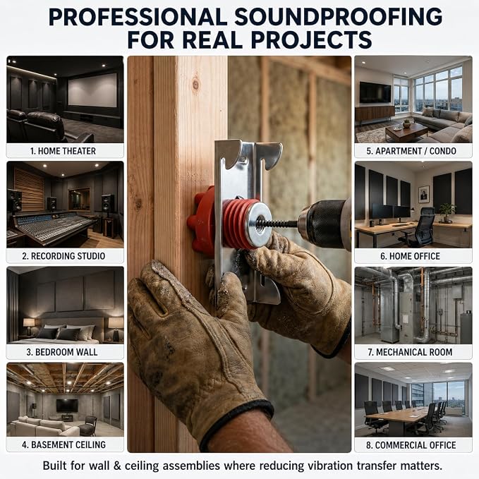 50-Pack Sound Isolation Clips for Drywall, Fits 7/8-Inch Hat Channel | Drywall - Image 8