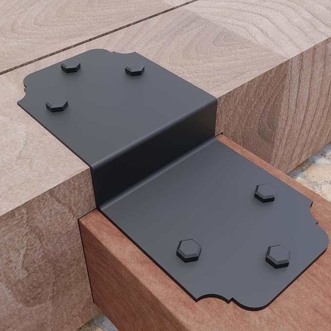 2packs Heavy Duty Pergola Brackets Black Z Bracket, Post to Beam Connectors - Image 6