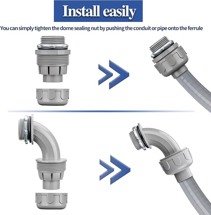 3/4 Inch 10 FT Liquid-Tight Conduit and Connector Kit | Non Metallic Flexible - Image 6