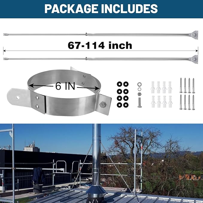 6" Extended Roof Bracket Kit, Adjustable Chimney Support - Image 3