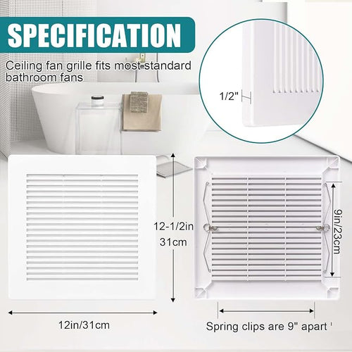 (3-Pack 12" BP90 Spring Bathroom Exhaust Fan Cover 12-1/4" x12" Vent Cover - Image 2