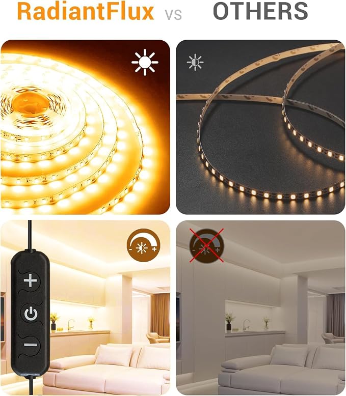 Small Led Strip Lights 10 ft Warm, Dimmable LED Lights Strip, 180 Leds - Image 3